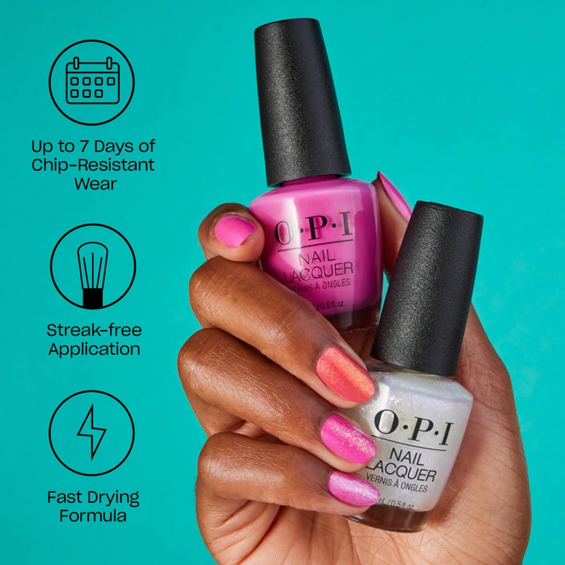 OPI Nail Lacquer Gimme a Lido Kiss | Opaque Bright Red Shimmer Chip Resistant Nail Polish | Fast Drying, Streak Free - Image 3