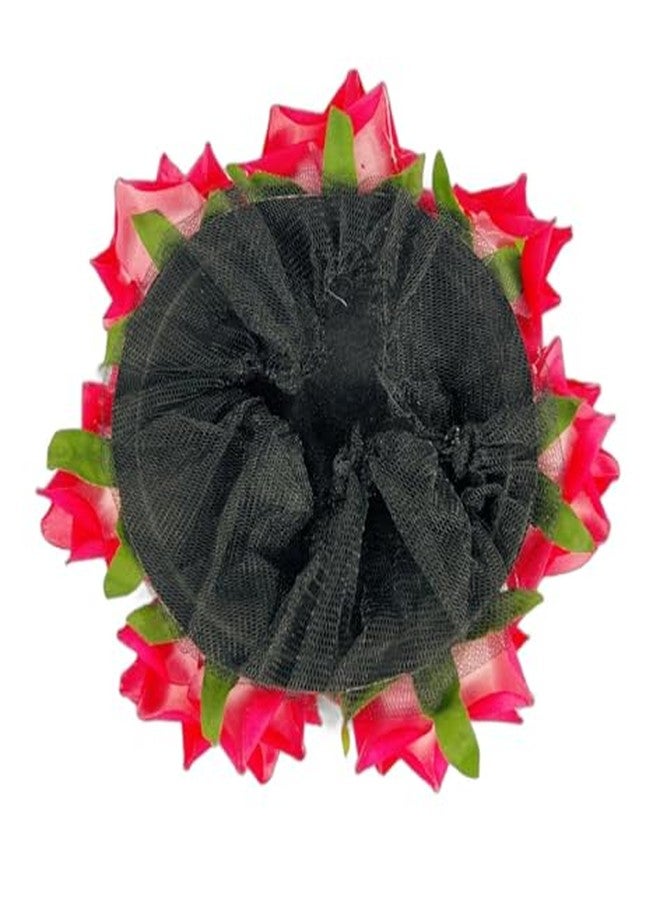 VIVIAN Pack Of 1 Beautiful Bridal Bun Juda Maker Flower Gajra Hair Accessories For Women, Wedding (Maroon) - Image 3