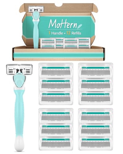 MoHern 1 Travel Razors for Women with 12 Blade Refills Green - Image 1