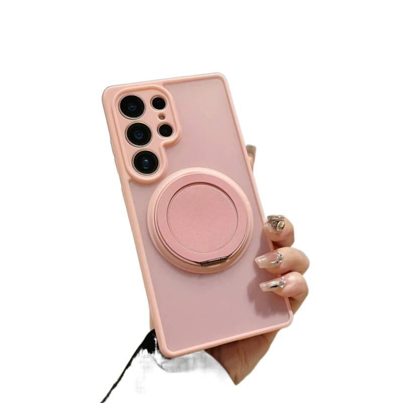 MagSafe Case TPU + PC for Samsung Galaxy A52 and Skin Feel and Frosted and Rotating Kickstand in Pink for Outdoor Use - Image 1