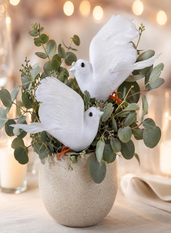 Larksilk 4" White Feather Dove Decoration – 12 Pack, Artificial Bird for Crafts, Wedding Decor, Floral Arrangements & DIY Projects - Image 5