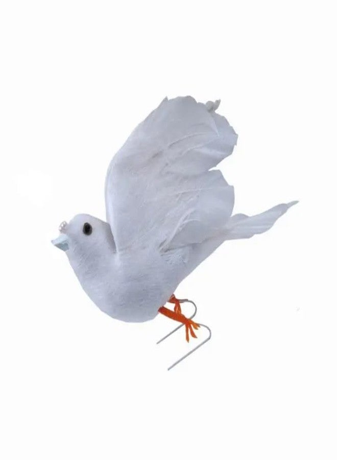 Larksilk 4" White Feather Dove Decoration – 12 Pack, Artificial Bird for Crafts, Wedding Decor, Floral Arrangements & DIY Projects - Image 1