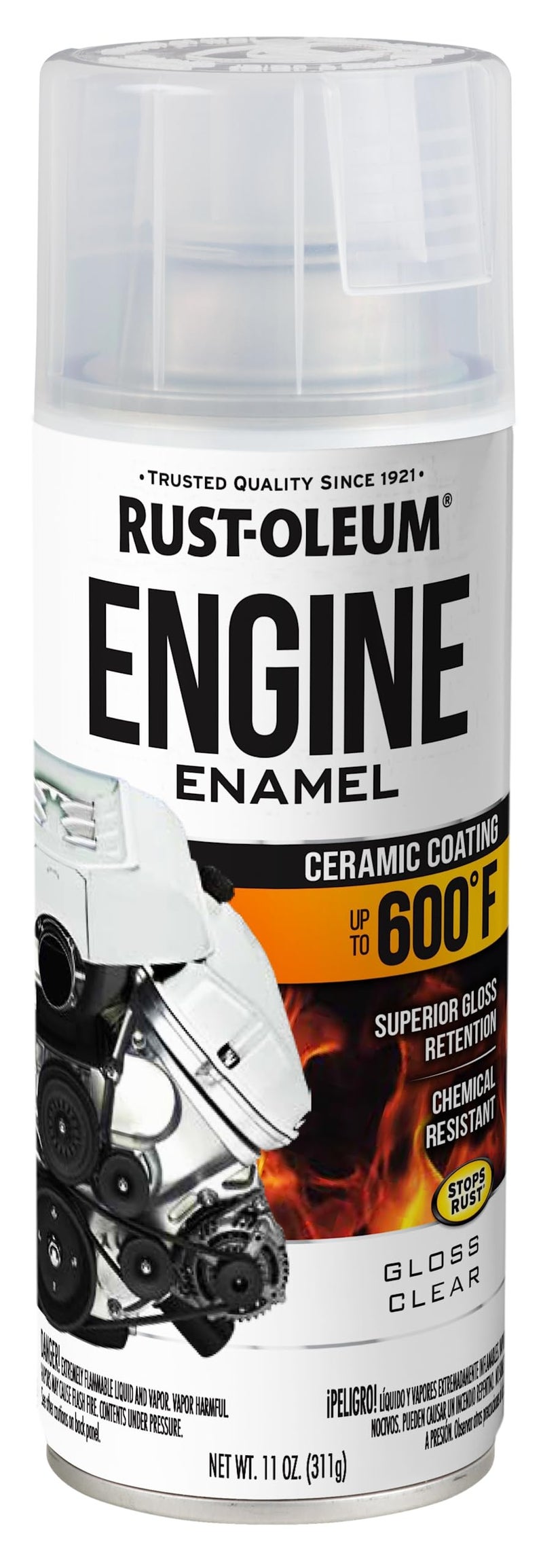 Rust-Oleum 363572 Engine Enamel Spray Paint, 11 oz, Gloss Clear - Image 1