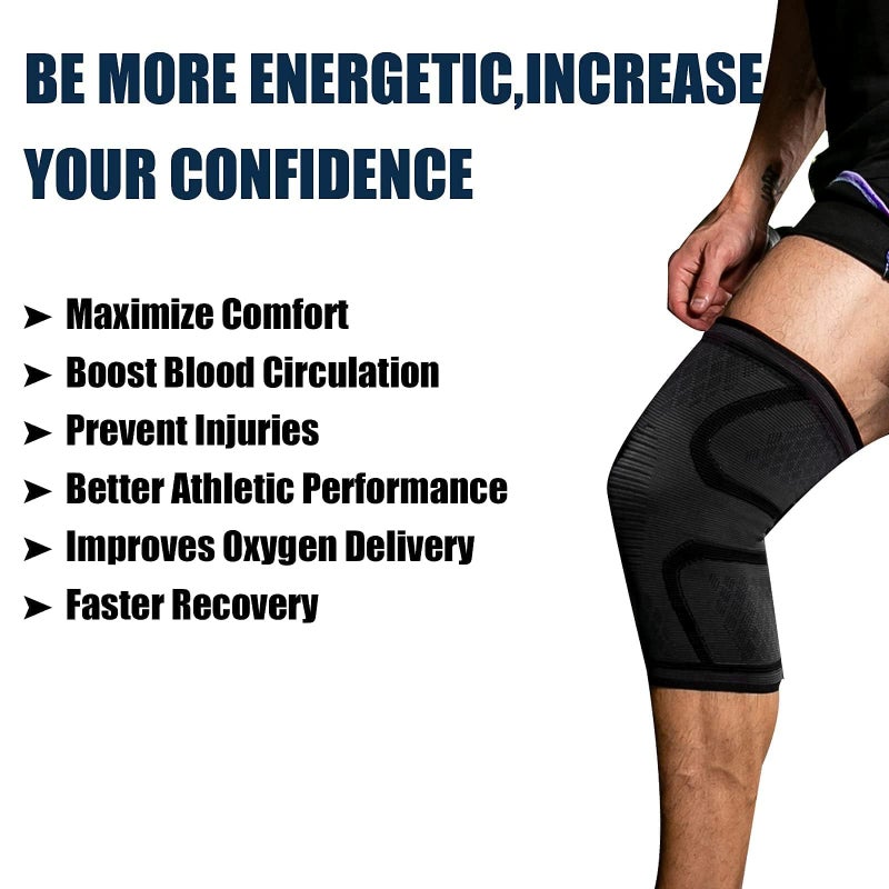 Bukela Knee Support Brace Knee Compression Sleeve Support for Men Women, protect knees and help move faster, flexible compression sleeves designed for skid resistance 2 pack (M) - Image 3