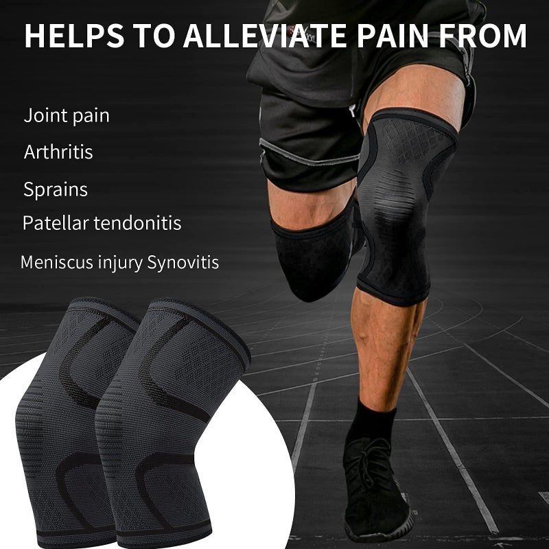 Bukela Knee Support Brace Knee Compression Sleeve Support for Men Women, protect knees and help move faster, flexible compression sleeves designed for skid resistance 2 pack (M) - Image 5