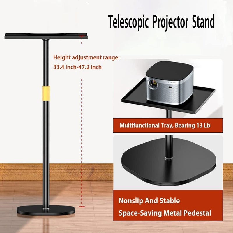Hold Up حامل بروجكتور، حامل أرضي، صينية عالمية، ارتفاع قابل للتعديل، بجانب السرير، أريكة، مسند ظهر، قاعدة معدنية دائرية، مثالي للمكتب، المسرح المنزلي، الاستوديو - Image 3