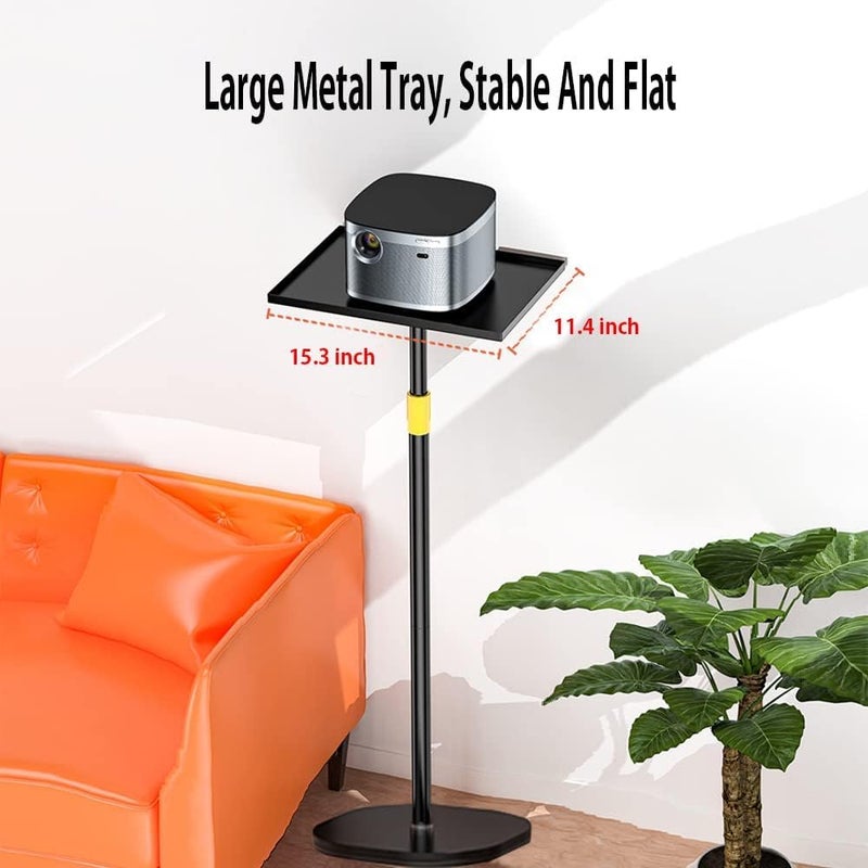 Hold Up حامل بروجكتور، حامل أرضي، صينية عالمية، ارتفاع قابل للتعديل، بجانب السرير، أريكة، مسند ظهر، قاعدة معدنية دائرية، مثالي للمكتب، المسرح المنزلي، الاستوديو - Image 2