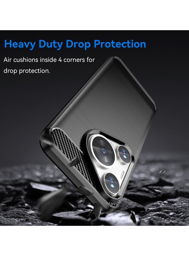 Wtech Soft Silicone Brushed Texture Protective Case Cover For Huawei Pura 70 5G 2024 Black - Image 2