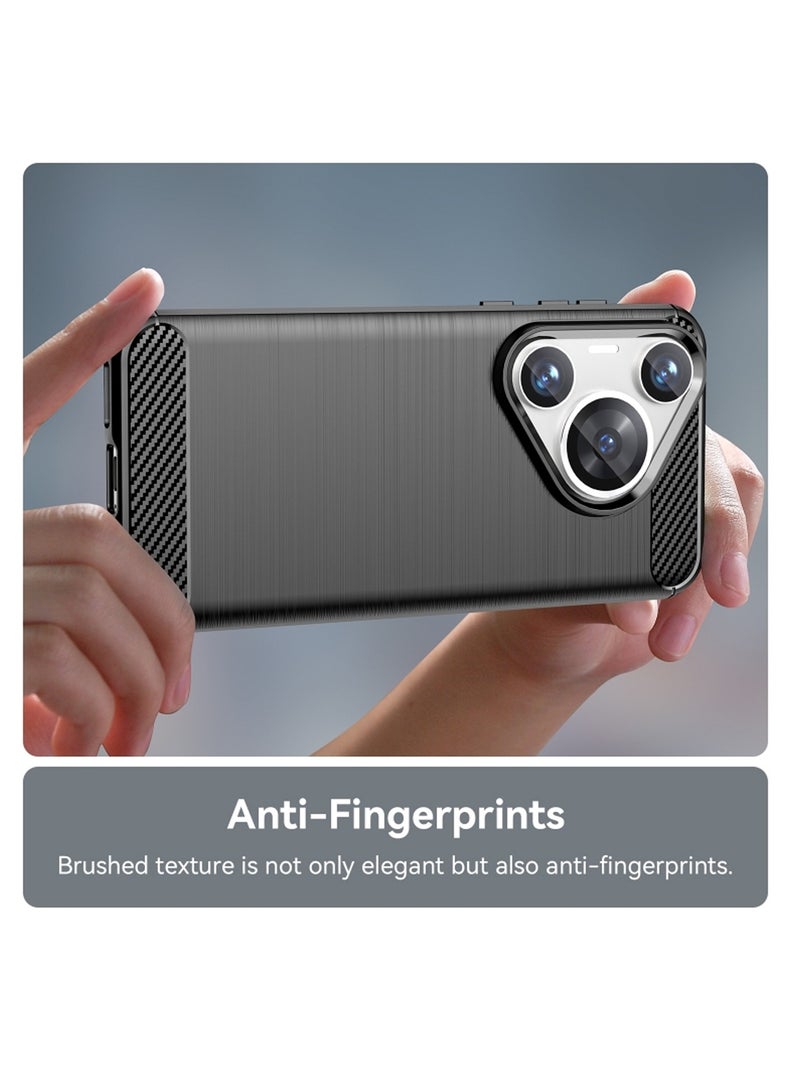 Wtech Soft Silicone Brushed Texture Protective Case Cover For Huawei Pura 70 5G 2024 Black - Image 3