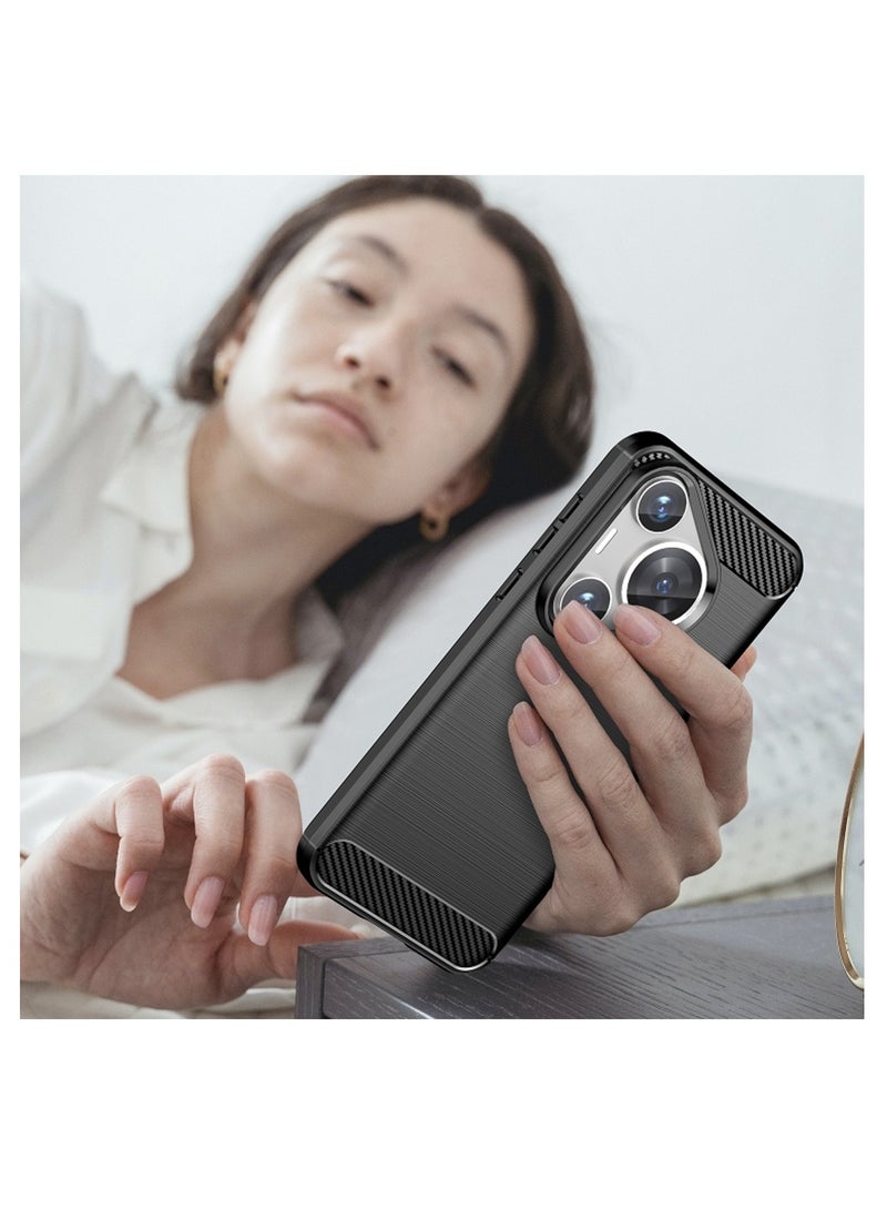 Wtech Soft Silicone Brushed Texture Protective Case Cover For Huawei Pura 70 5G 2024 Black - Image 4