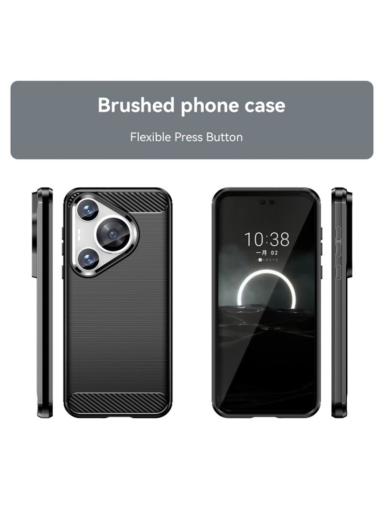 Wtech Soft Silicone Brushed Texture Protective Case Cover For Huawei Pura 70 5G 2024 Black - Image 5