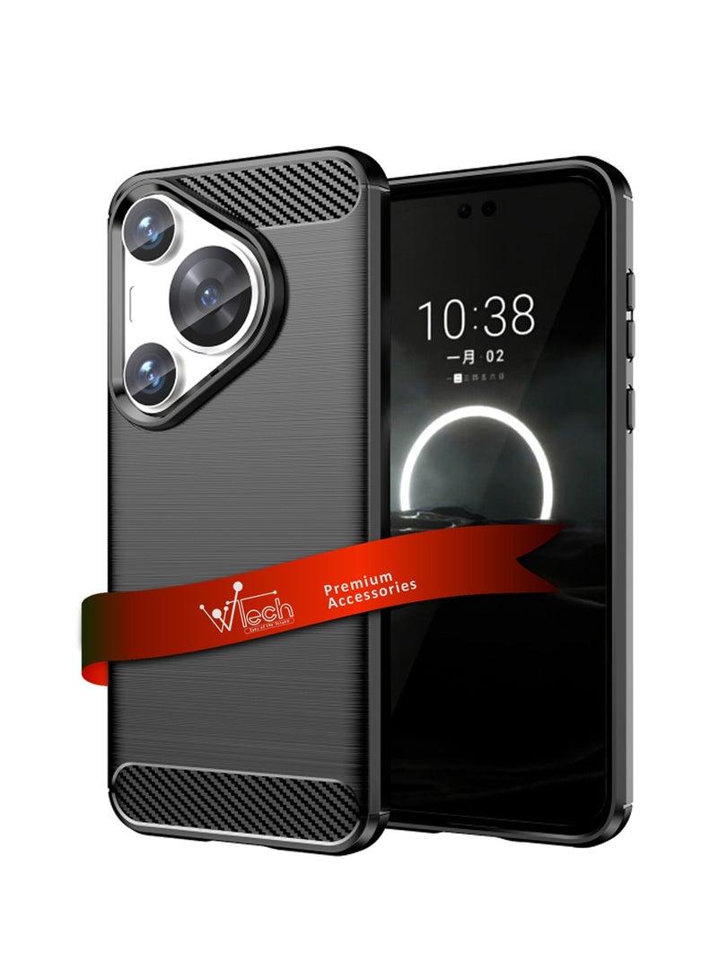 Wtech Soft Silicone Brushed Texture Protective Case Cover For Huawei Pura 70 5G 2024 Black - Image 1