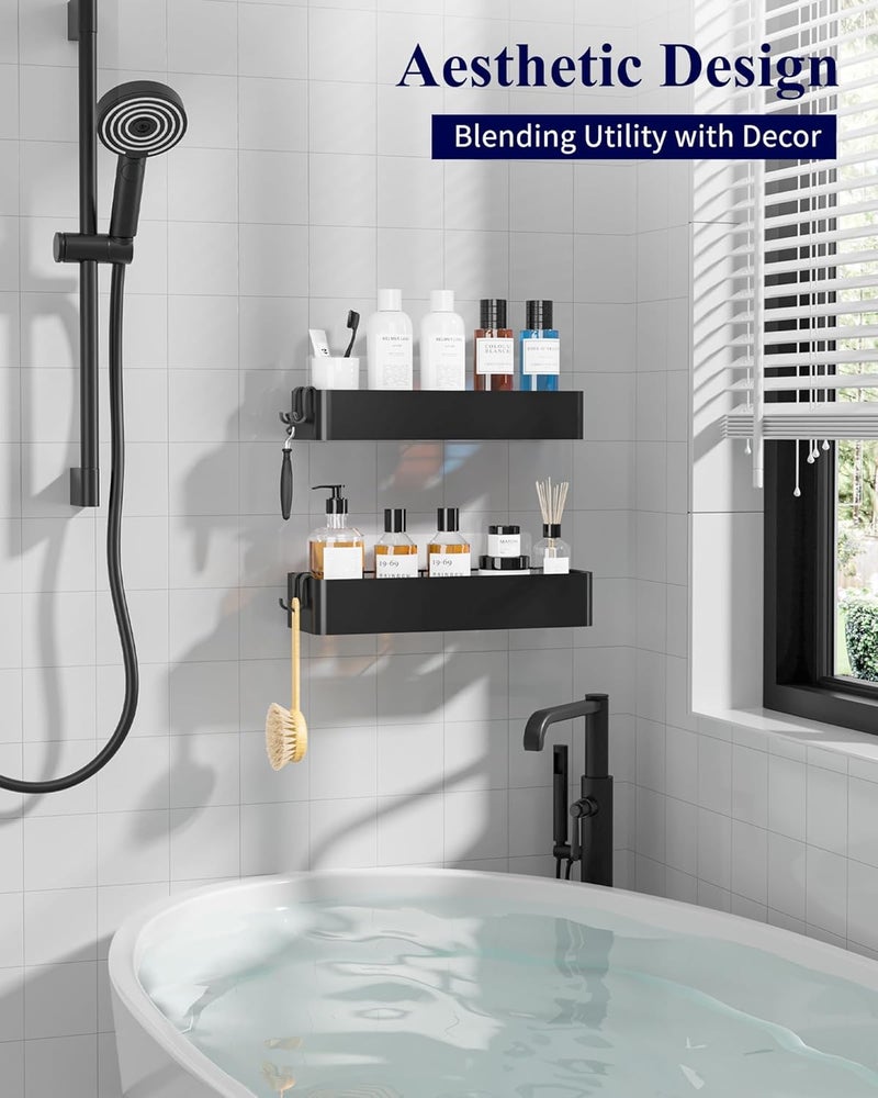 Kitsure X-Large Shower Caddy - 2 Pack Adhesive Shower Organizer, Drill-Free Shower Shelves for Inside Shower, Rustproof Stainless Steel Shower Rack for Bathroom, Black - Image 5