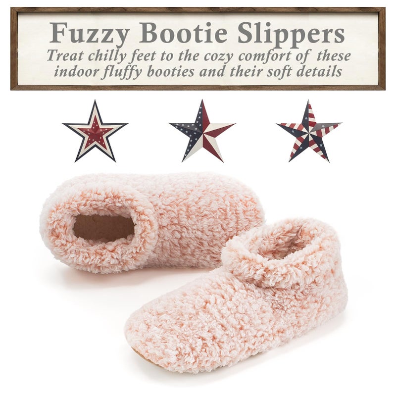 Cozylook Fuzzy Slippers for Women Indoor, Warm Bedroom Slip On Shoes, Winter Fluffy House Socks with Grippers, Cozy Christmas Gifts Unique, Adult Size 7-8 Pink - Image 5