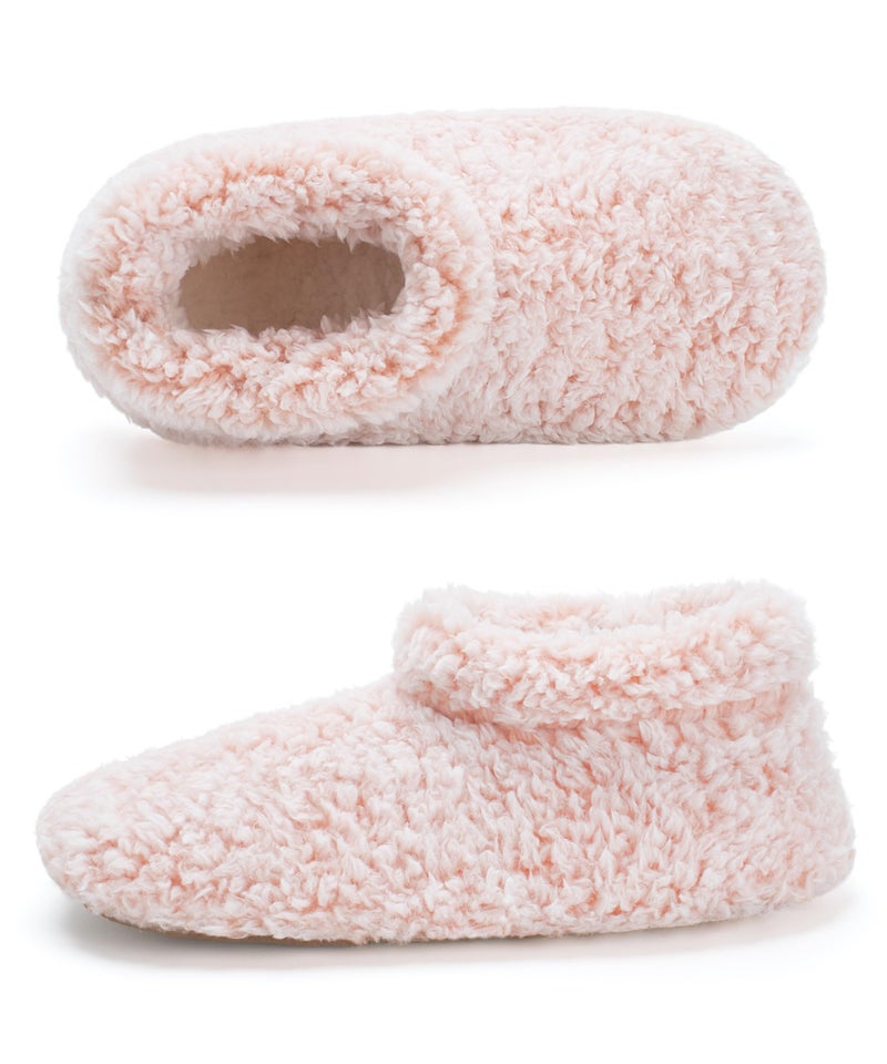 Cozylook Fuzzy Slippers for Women Indoor, Warm Bedroom Slip On Shoes, Winter Fluffy House Socks with Grippers, Cozy Christmas Gifts Unique, Adult Size 7-8 Pink - Image 1
