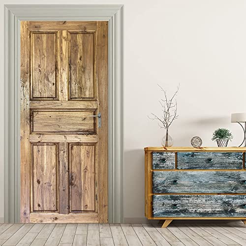 Viranda 3D Door Stickers Peel and Stick Murals Wooden Wall Decals SelfAdhesive Removable Waterproof PVC Pictures Poster for Bedroom Living Room Decoration 303x 787 - Image 1