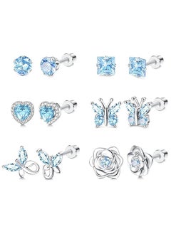 Hypoallergenic Birthstone Stud Earrings For Women Butterfly Flower Heart Screw Back Earrings Jewelry Gift For Birthday Christmas