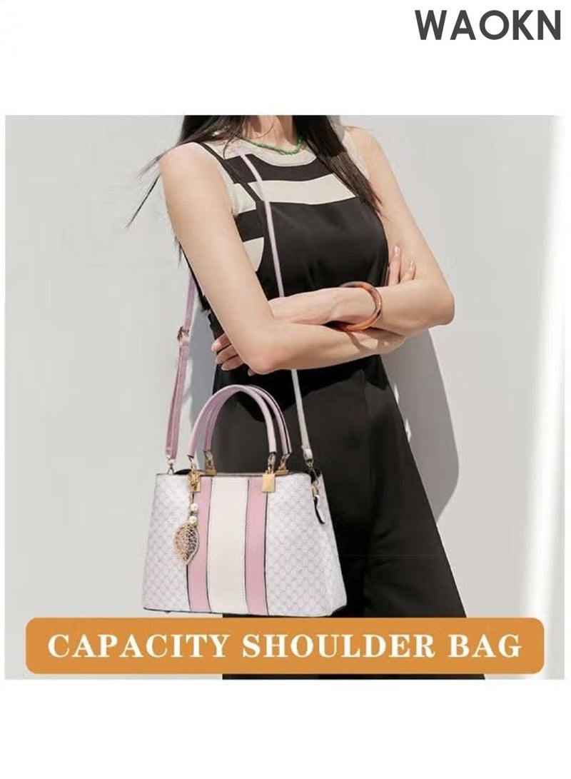 دبليو أيه أو كي أن حقيبة يد نسائية أنيقة بمقبض علوي وقلادة رائعة، حقيبة كتف كبيرة الحجم بحزام قابل للتعديل وإبزيم مغناطيسي، حقيبة كروس أنيقة وعصرية للسيدات، مثالية للمواعدة والتسوق والاستخدام اليومي، لون وردي. - Image 5