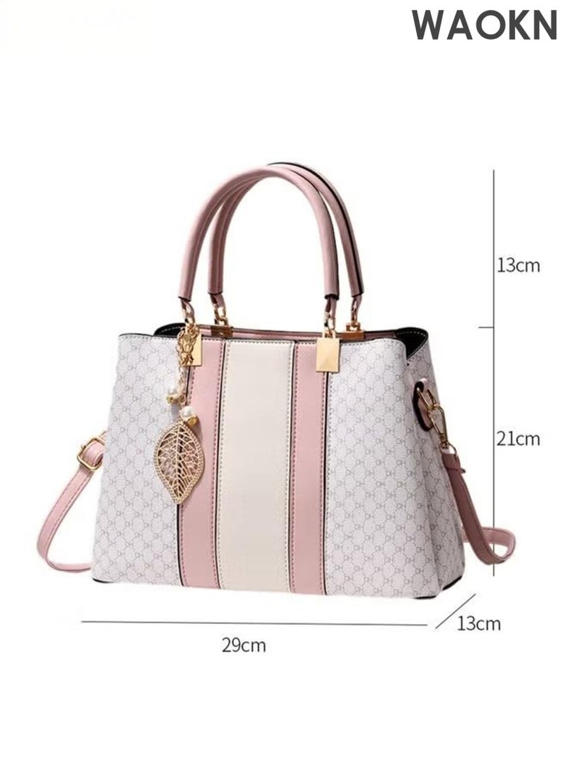 دبليو أيه أو كي أن حقيبة يد نسائية أنيقة بمقبض علوي وقلادة رائعة، حقيبة كتف كبيرة الحجم بحزام قابل للتعديل وإبزيم مغناطيسي، حقيبة كروس أنيقة وعصرية للسيدات، مثالية للمواعدة والتسوق والاستخدام اليومي، لون وردي. - Image 3