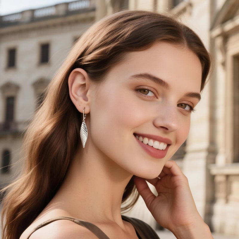 ALEXCRAFT Sterling Silver Long Dangle Earrings for Women,Trendy Silver Drop Leverback Earrings Hypoallergenic Hammered French Hook Earings Handmade Leaf Dangle Earings for Women Jewelry Gifts - Image 2