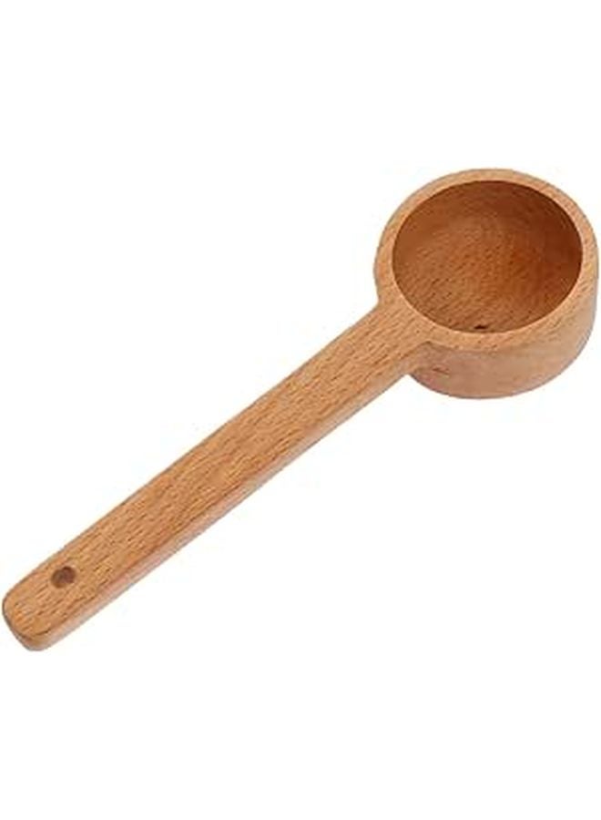 Long Handle Beechwood Coffee Scoop Measuring Spoon for Ground Coffee Tea Milk Oats - Image 1
