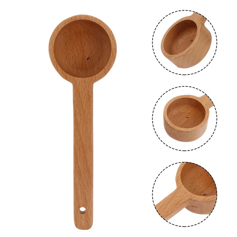 Long Handle Beechwood Coffee Scoop Measuring Spoon for Ground Coffee Tea Milk Oats - Image 4