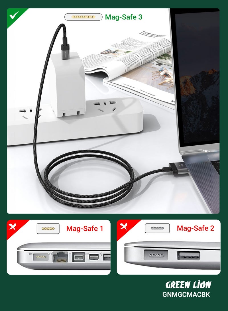 GREEN LION USB-C to MagSafe 3 Magnetic Charging Cable 140W Power 1.83m / PD 3.1 Fast Charging/Magnetic Adsorption/ MacBook Charger - Black - Image 4