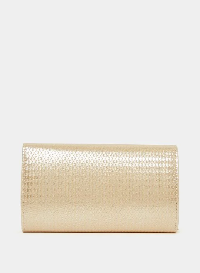 Styli Textured Crossbody Clutch Bag with Chain Strap