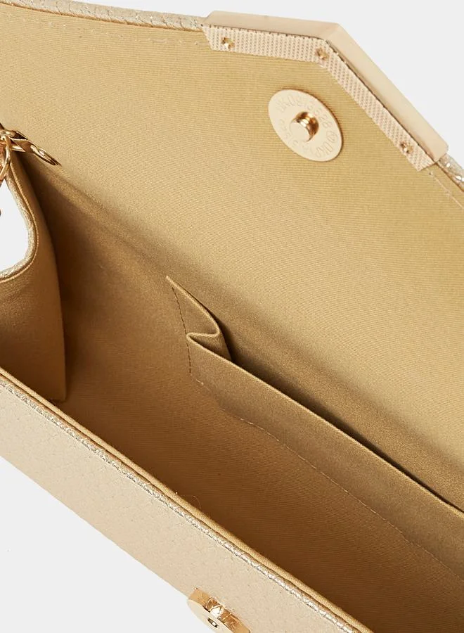 Styli Textured Crossbody Clutch Bag with Chain Strap