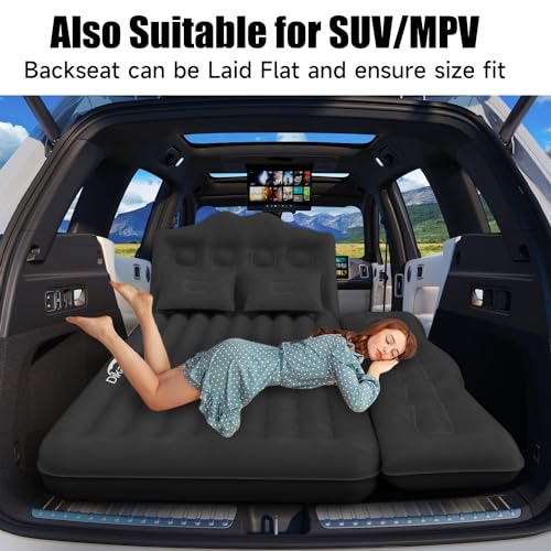 DikaSun Car Air Mattress, Inflatable SUV Truck Camping Mattress for Back Seat, Thickened Travel Car Bed Sleeping Pad with Air Pump 2 Pillows - Image 2