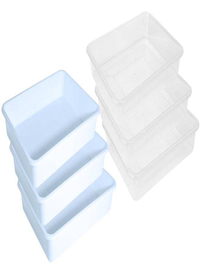 Morvi Nexa Small Multipurpose Stackable Rectangular Durable Plastic Storage Tray| Home,Kitchen,Office,School,Commercial,Industry,Lab,Hospital,Paper,Desk Organiser|21 x 27 x 5| Set of 6 | TP White - Image 1