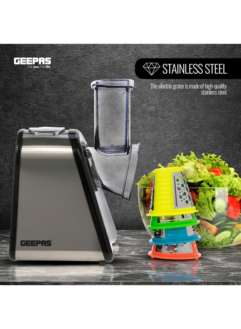 GEEPAS 4-In-1 Electric Salad Maker,Stainless Steel, Multi Functional, Powerful Moter With Compact Design, Easy Usage & Easy Cleaning, One Button Operation, With A Wide Feeding Tube. 200 W GSM63022UK Silver/Black - Image 5