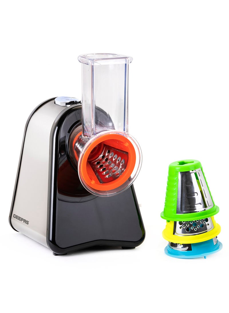 GEEPAS 4-In-1 Electric Salad Maker,Stainless Steel, Multi Functional, Powerful Moter With Compact Design, Easy Usage & Easy Cleaning, One Button Operation, With A Wide Feeding Tube. 200 W GSM63022UK Silver/Black - Image 2