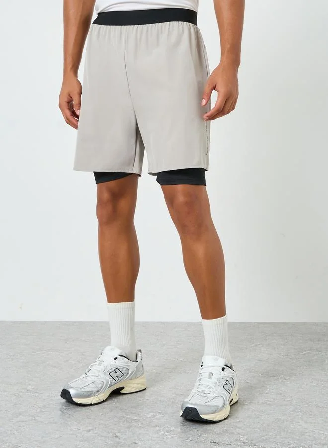 Men Grey Performance Running Shorts