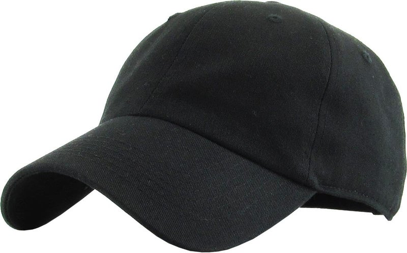 KBETHOS KB-Low BLK Classic Cotton Dad Hat Adjustable Plain Cap. Polo Style Low Profile (Unstructured) (Classic) Black Adjustable - Image 1