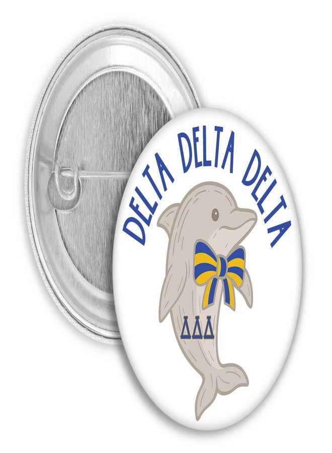 SCRAPHEART Delta Delta Delta Button Set, Tri Delta Sorority Spirit Bundle with Dolphin Design & Yellow Gingham Heart Letters, 2-Piece Bid Day Gift for Big Little - Image 2