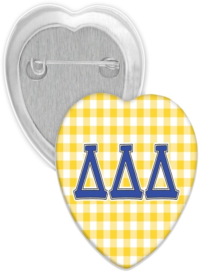 SCRAPHEART Delta Delta Delta Button Set, Tri Delta Sorority Spirit Bundle with Dolphin Design & Yellow Gingham Heart Letters, 2-Piece Bid Day Gift for Big Little - Image 3