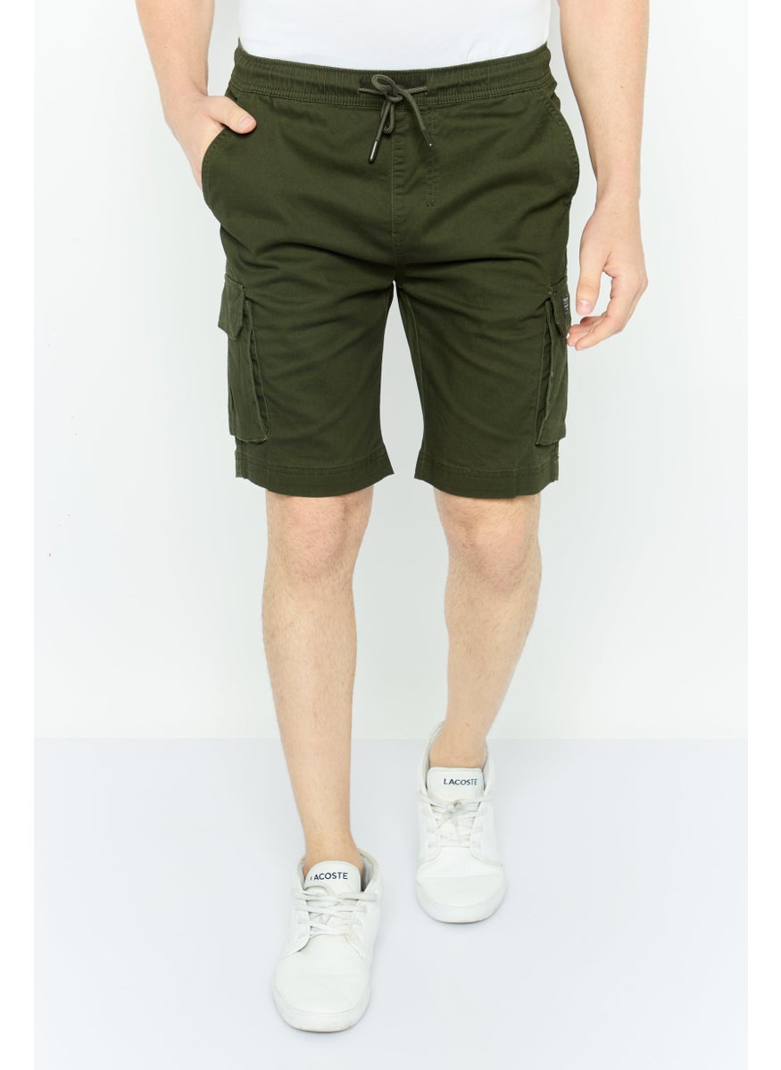 Threadbare Men Brand Logo Cargo Troup Shorts, Forest Green  - Image 1