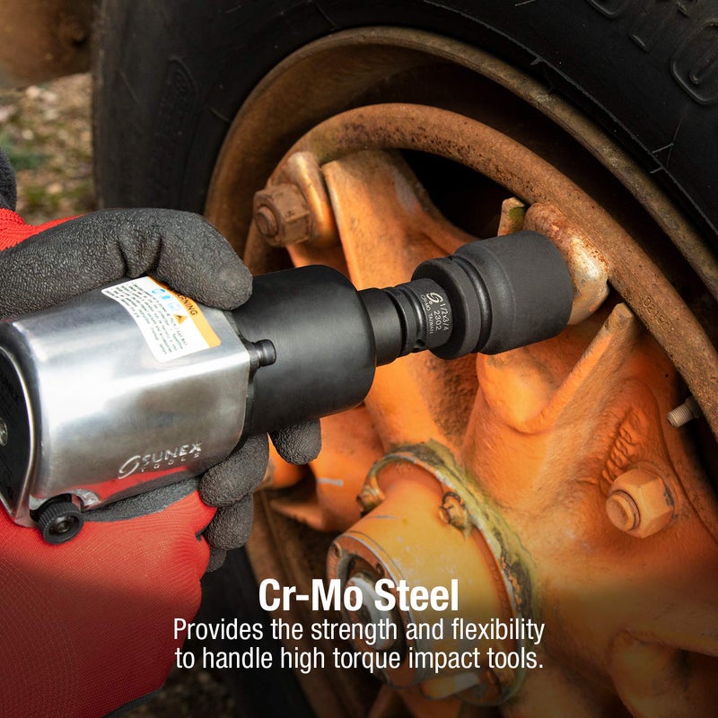 SUNEX TOOLS 2302, 1/2 Inch Drive, 1/2" Female x 3/4" Male Impact Adapter, Cr-Mo Steel, Ball Detent, Tapered Square End, Meets ANSI Standards - Image 4