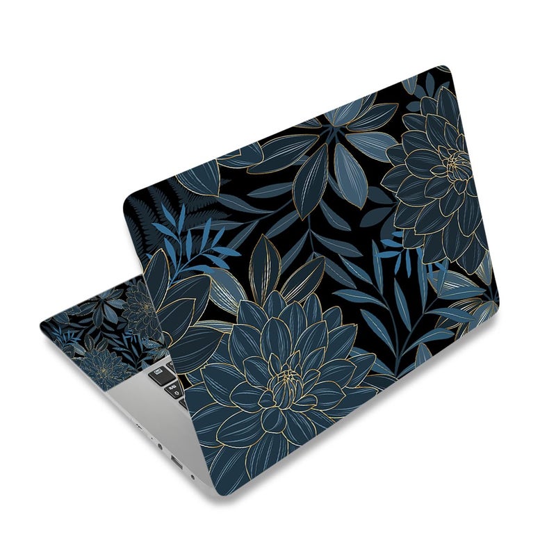 ARTSO 12 13 14 15 15.4 15.6 Inches Laptop Skin Sticker Decal Universal Netbook Skin Sticker Reusable Soft Notebook Art Protector Cover Decal, Blue Flower - Image 1