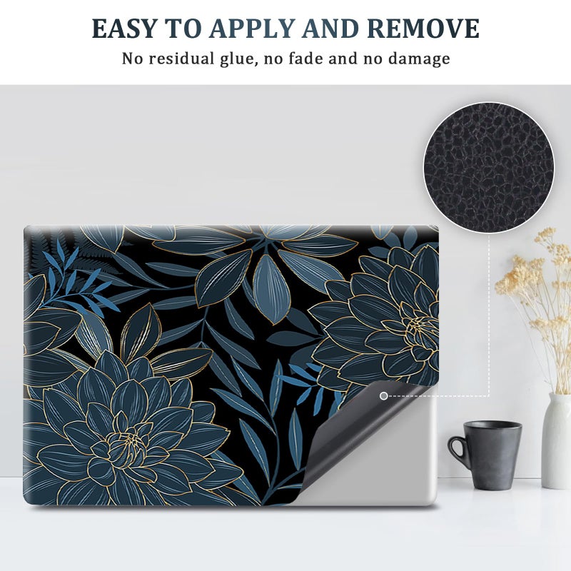 ARTSO 12 13 14 15 15.4 15.6 Inches Laptop Skin Sticker Decal Universal Netbook Skin Sticker Reusable Soft Notebook Art Protector Cover Decal, Blue Flower - Image 3