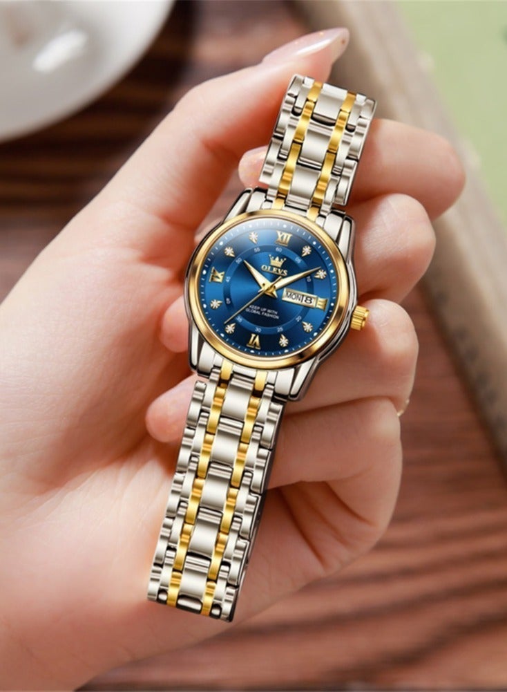 OLEVS Elegant 5513 Fashion Women's Watch Stainless Steel Waterproof Double Calendar Trendy Quartz Watch for ladies Original Watch - Image 5