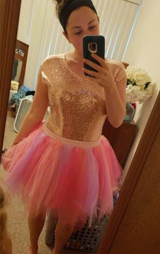 GOOBGS Musever 1950s Vintage Ballet Bubble Skirt Tulle Petticoat Puffy Tutu Coral/Fuchsia Large/X-Large - Image 5