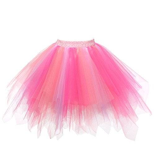 GOOBGS Musever 1950s Vintage Ballet Bubble Skirt Tulle Petticoat Puffy Tutu Coral/Fuchsia Large/X-Large - Image 1