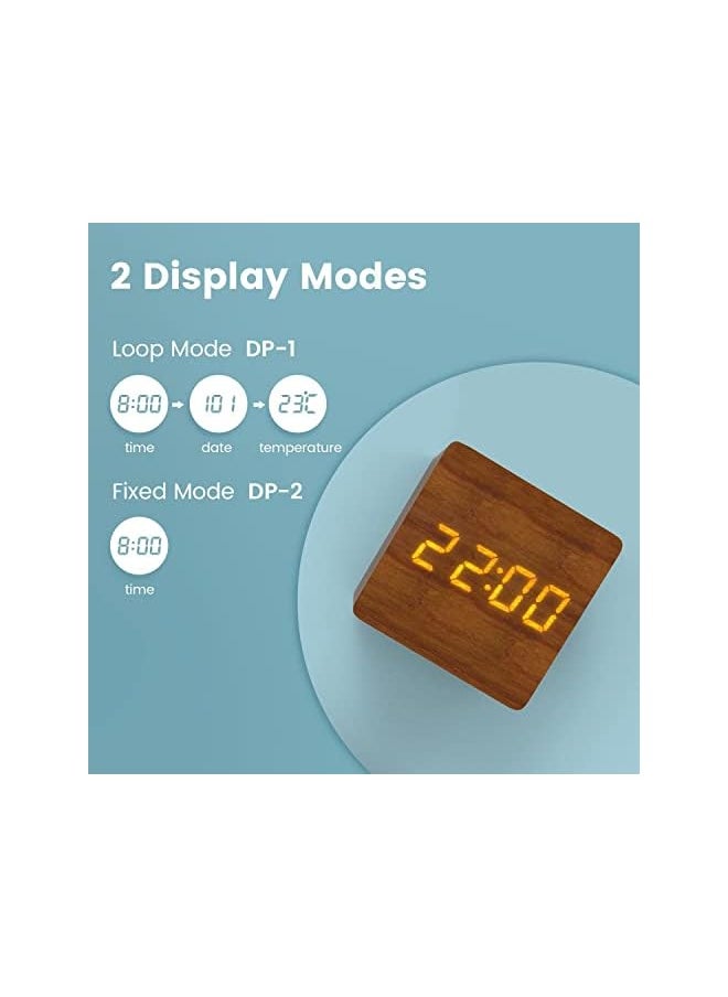 Baytion - Baytion Digital Clock,Square Alarm Clock with 3 Groups of Alarm Setting, Temperature, Brightness Adjustable, Mini Table Clock for Bedroom and Office, 3 AAA Battery Operated, Battery NOT Included - Image 1