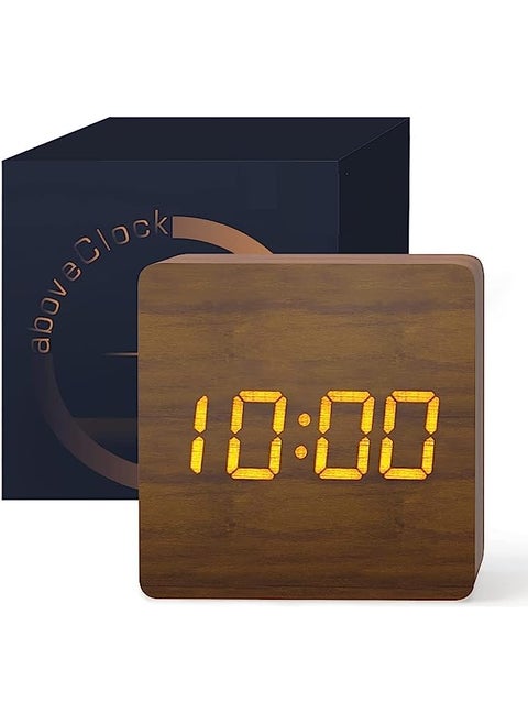 Baytion Digital Clock,Square Alarm Clock with 3 Groups of Alarm Setting, Temperature, Brightness Adjustable, Mini Table Clock for Bedroom and Office, 3 AAA Battery Operated, Battery NOT Included