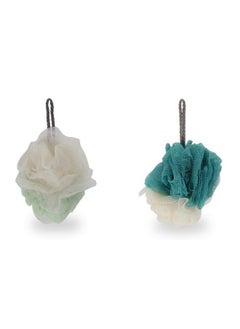 NFI essentials Set Of 2 Bath Mesh Sponge Scrubber Puff Luffa Flannel (Multicolor)  - Image 1