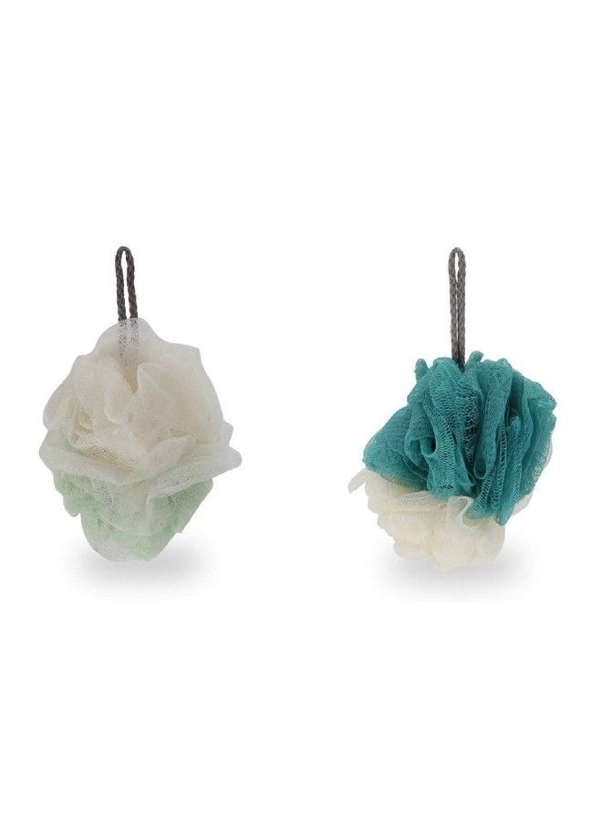 NFI essentials - Set Of 2 Bath Mesh Sponge Scrubber Puff Luffa Flannel (Multicolor) - Image 1