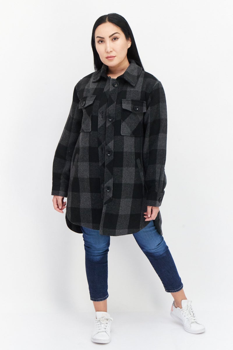Sam Edelman Women Plaid Shacket, Black - Image 4