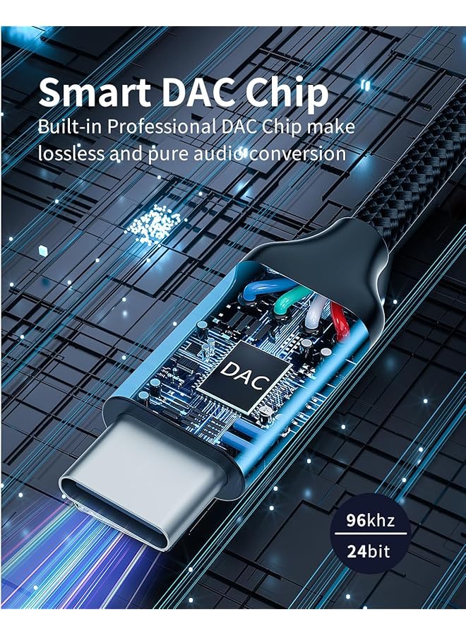 erorex Usb C To 3.5Mm Audio Headphone Jack Adapter Usb Type C Male To 3.5Mm Digital Audio Adapter Cable Hifi Dac Braided Cable Cord For Samsung Galaxy S22 S21 Iphone 15 14 13 Ipad Macbook Pixel 5 6 - Image 3